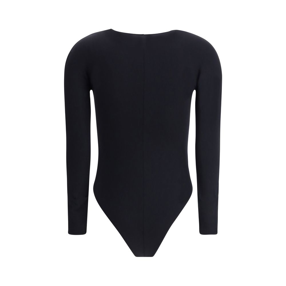 Wolford Black V-Neck Polyamide Bodysuit