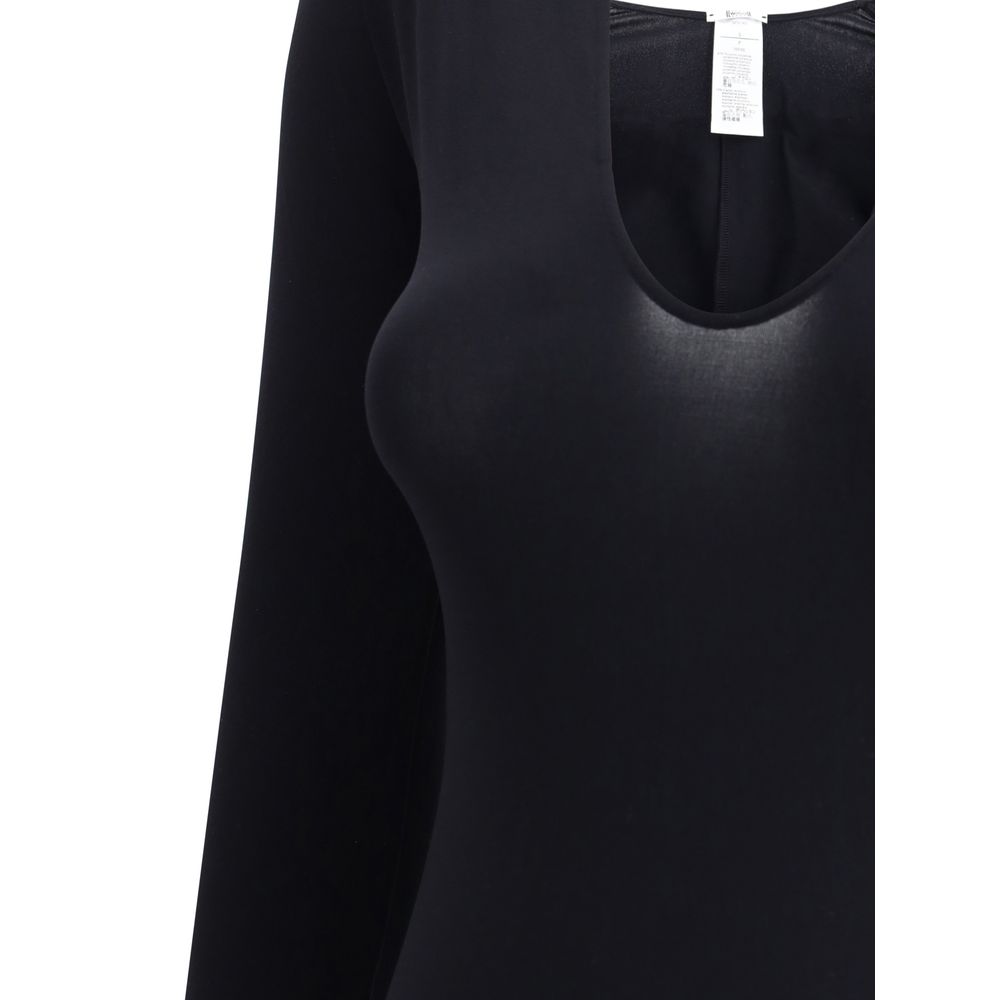 Wolford Black V-Neck Polyamide Bodysuit