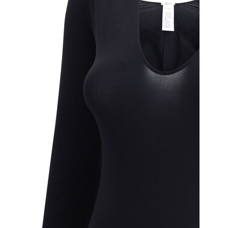 Wolford Black V-Neck Polyamide Bodysuit