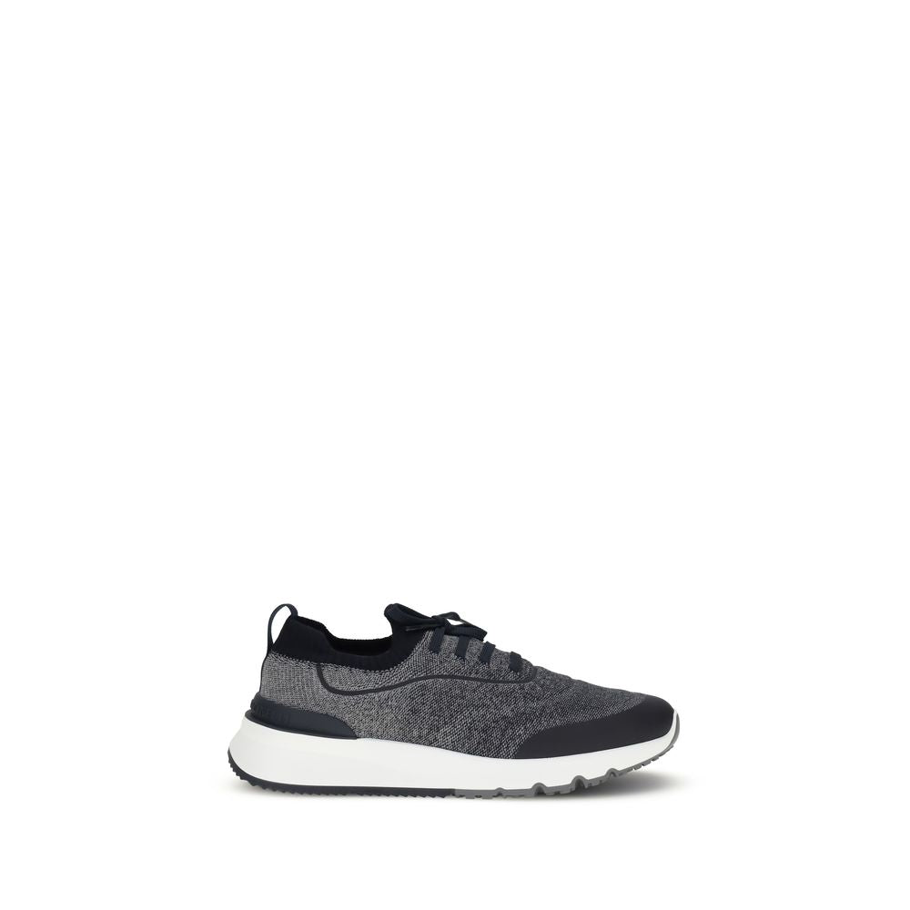 Brunello Cucinelli Gray Cotton Athletic Sneakers for Men