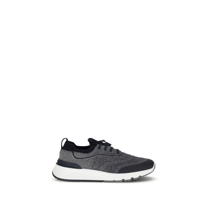 Brunello Cucinelli Gray Cotton Athletic Sneakers for Men