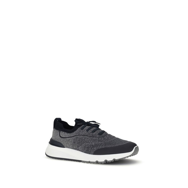 Brunello Cucinelli Gray Cotton Athletic Sneakers for Men