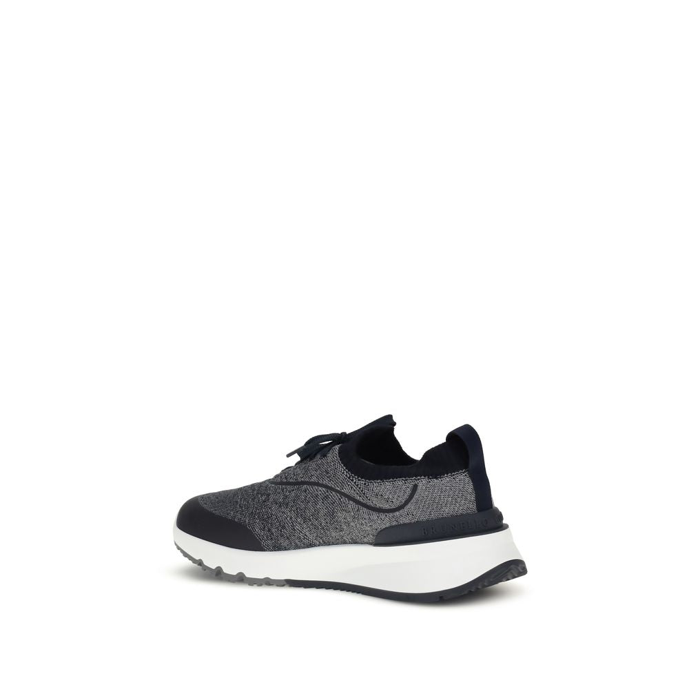 Brunello Cucinelli Gray Cotton Athletic Sneakers for Men