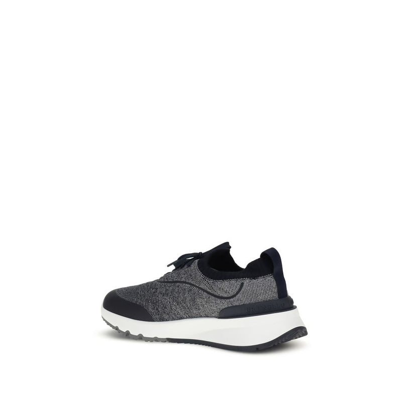 Brunello Cucinelli Gray Cotton Athletic Sneakers for Men