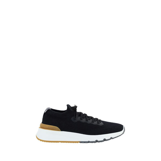 Brunello Cucinelli Black Cotton Athletic Sneakers for Men