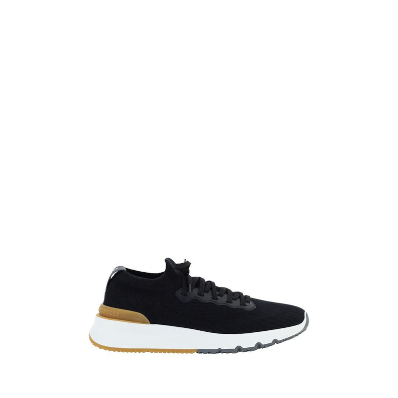 Brunello Cucinelli Black Cotton Athletic Sneakers for Men