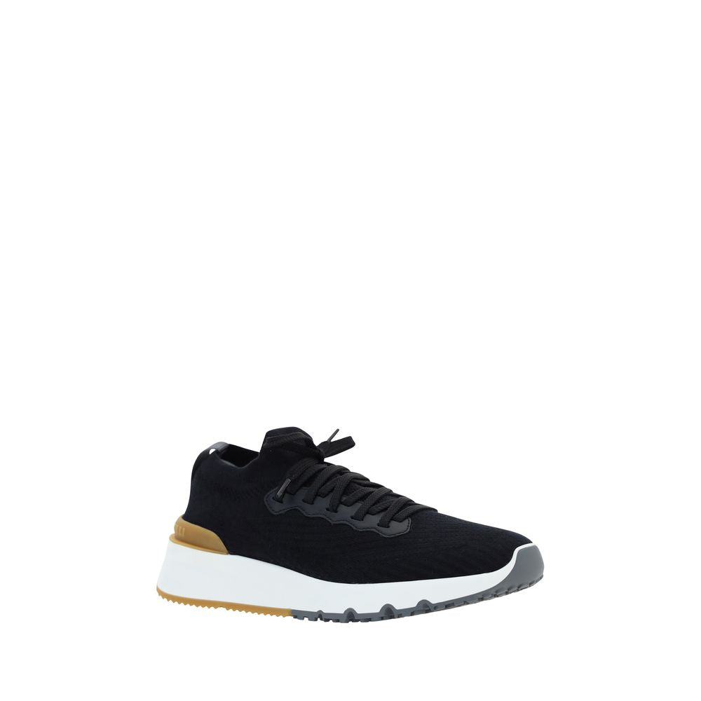 Brunello Cucinelli Black Cotton Athletic Sneakers for Men