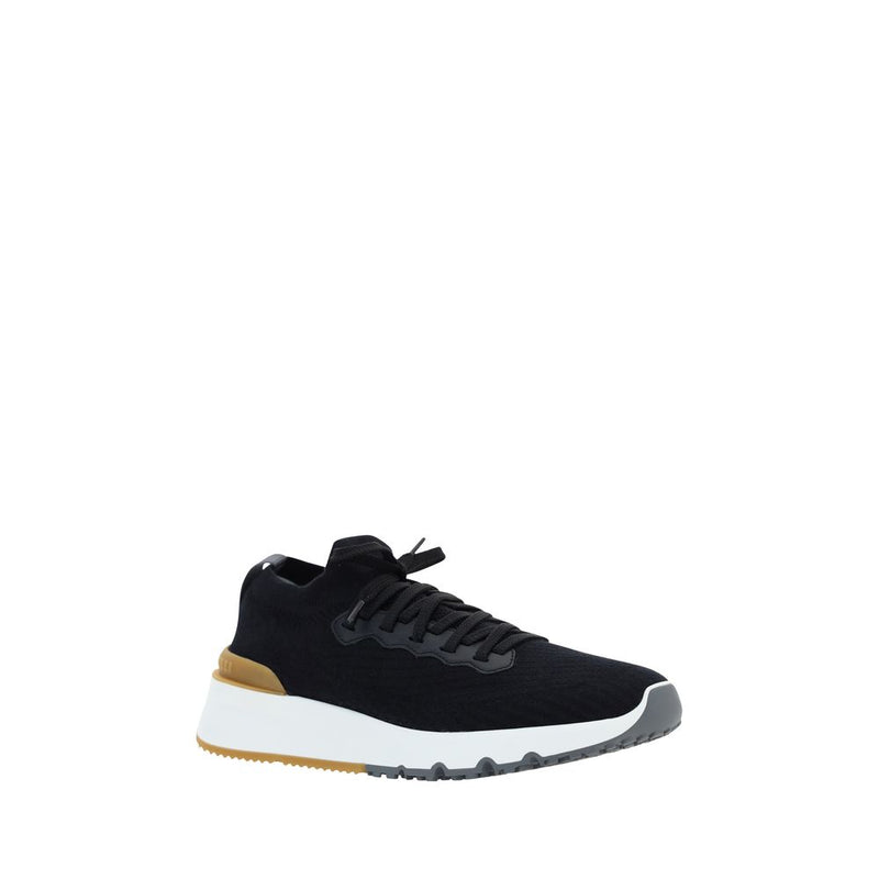 Brunello Cucinelli Black Cotton Athletic Sneakers for Men