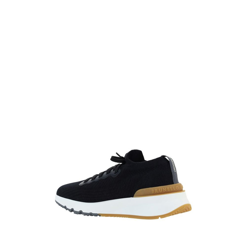 Brunello Cucinelli Black Cotton Athletic Sneakers for Men