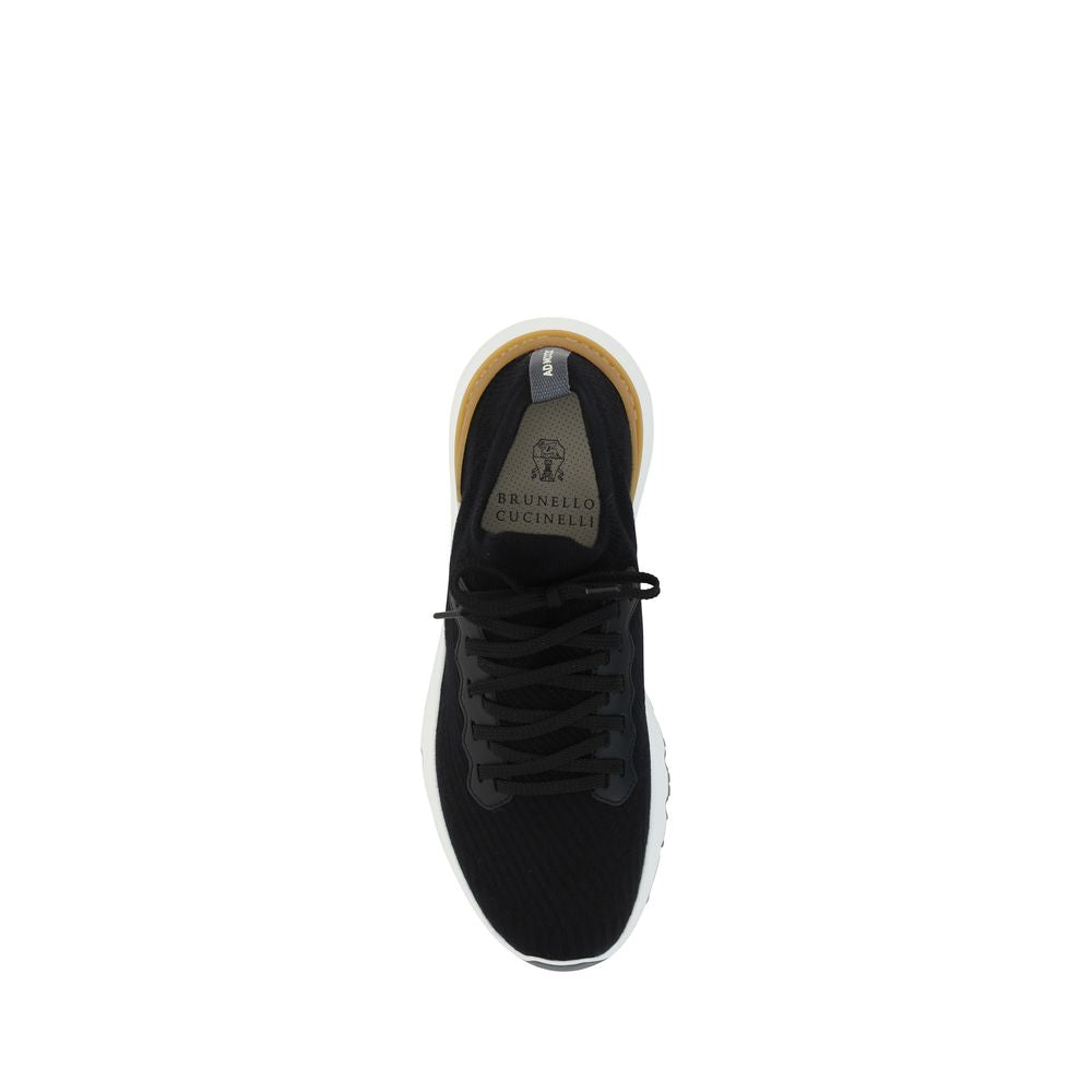 Brunello Cucinelli Black Cotton Athletic Sneakers for Men