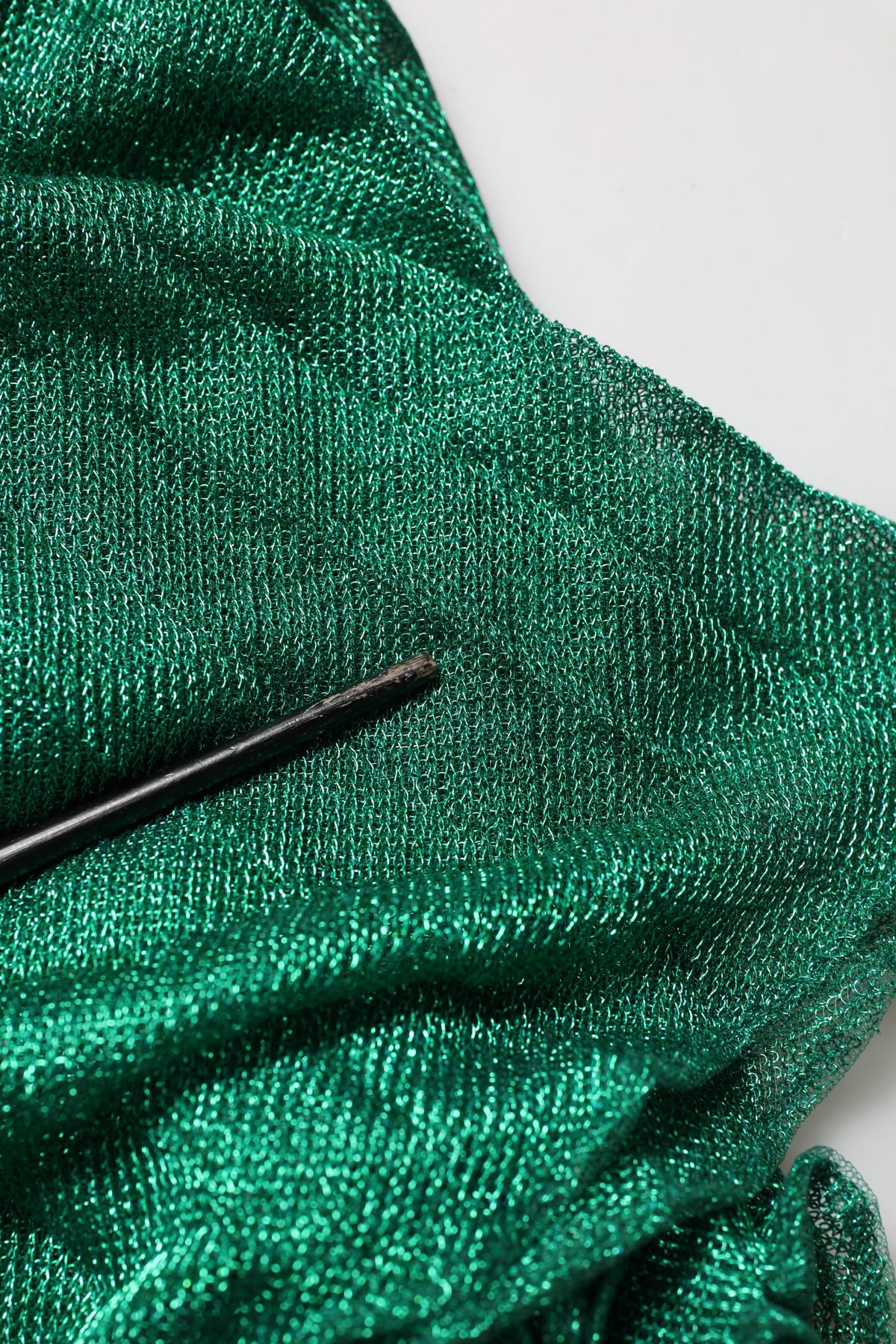 Dolce & Gabbana Metallic Green Sleeveless Plissé Gown Dress