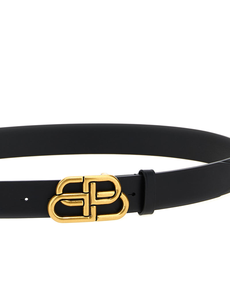 Ceinture Balenciaga en cuir de veau noir