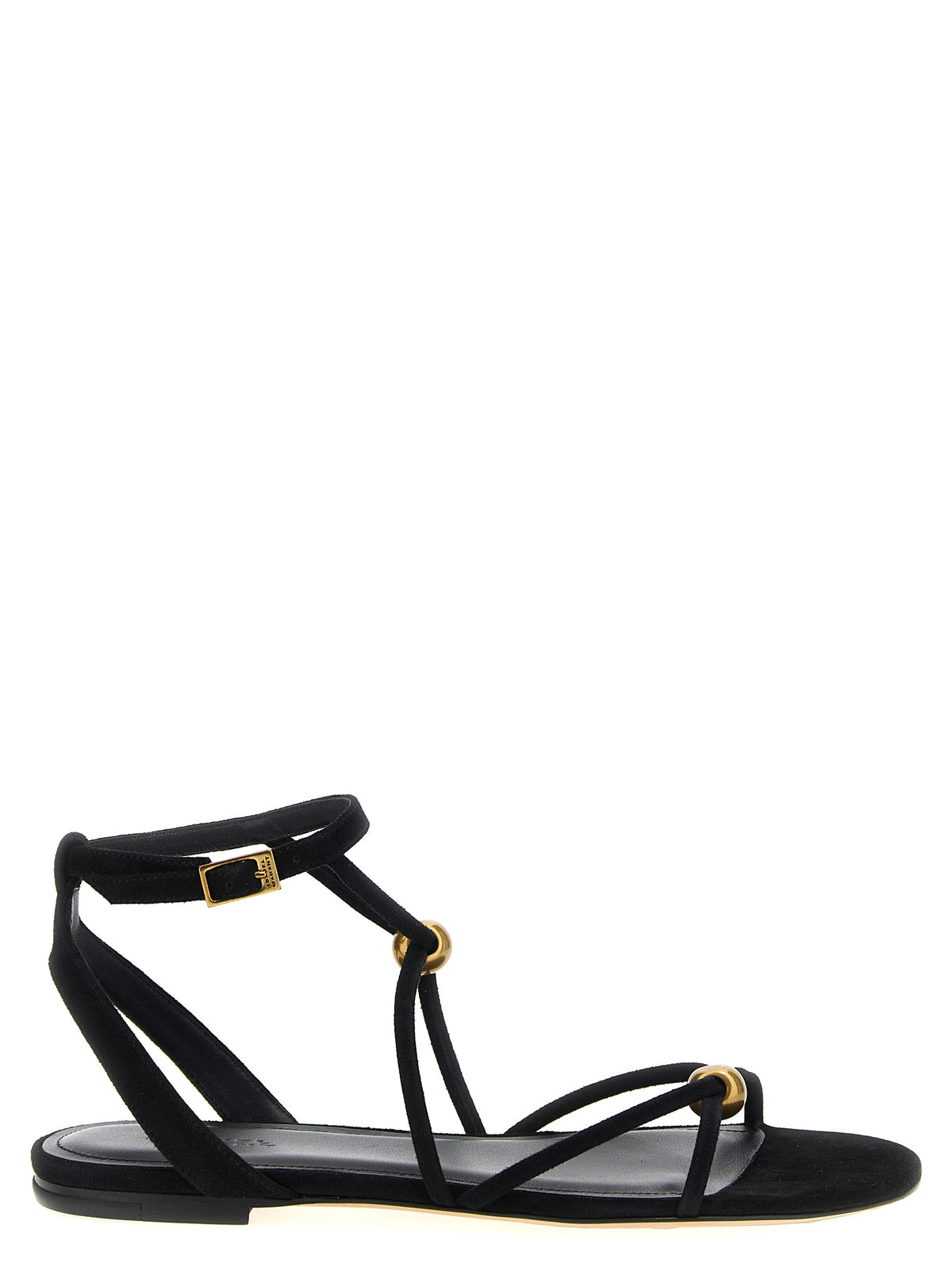 Isabel Marant Aeza Black Goatskin Flat Sandals for Women