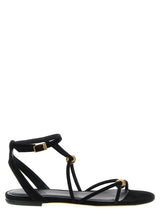Isabel Marant Aeza Black Goatskin Flat Sandals for Women