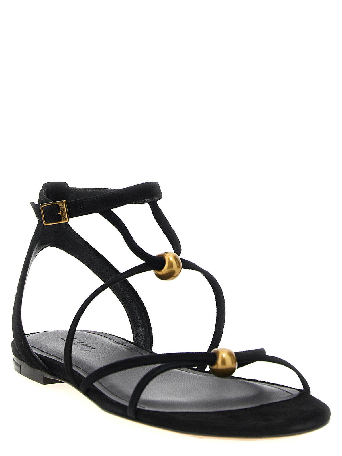 Isabel Marant Aeza Black Goatskin Flat Sandals for Women