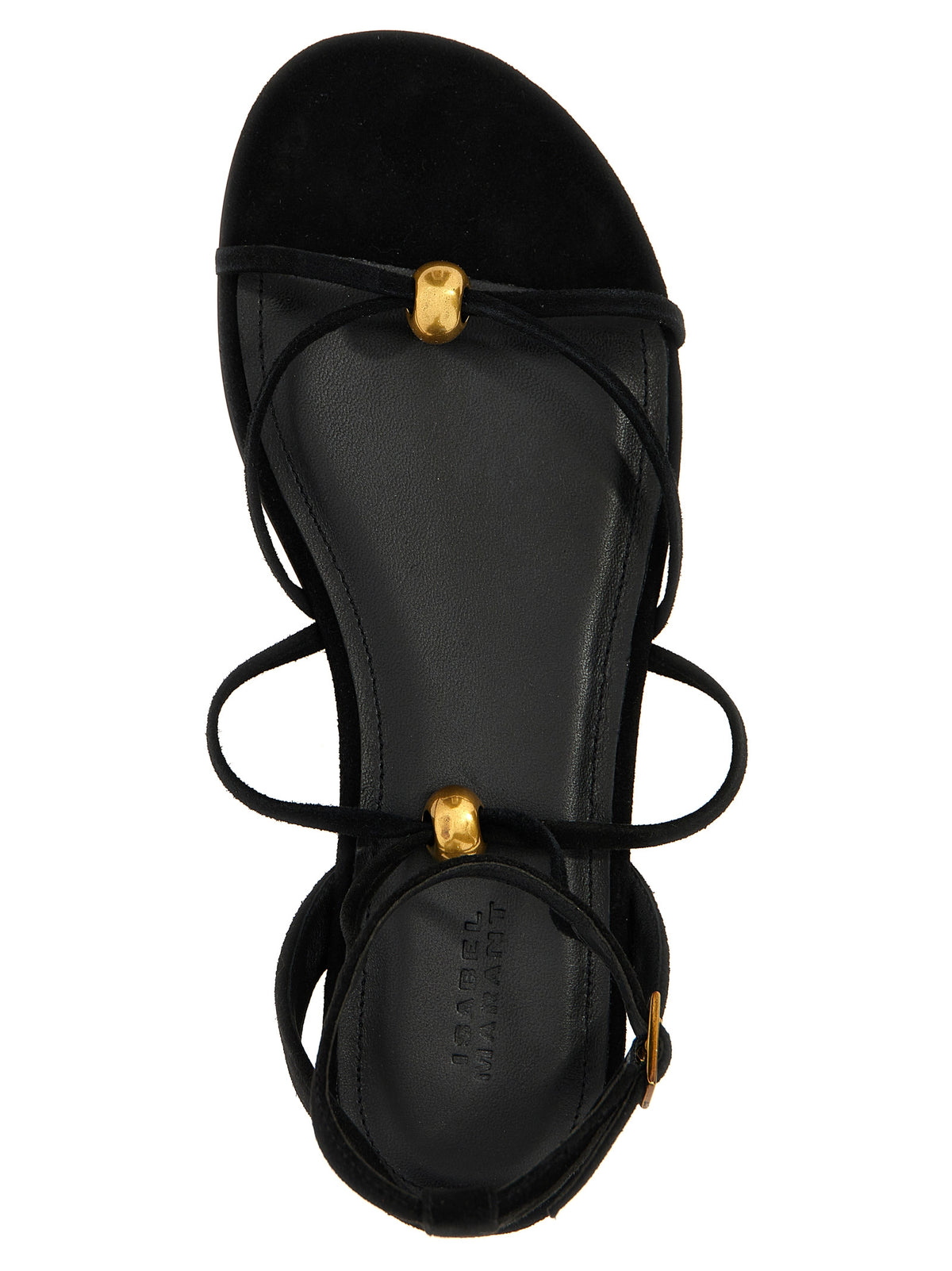 Isabel Marant Aeza Black Goatskin Flat Sandals for Women