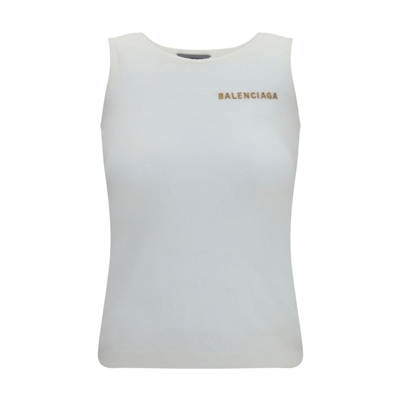 Balenciaga White Cotton Tank Tops
