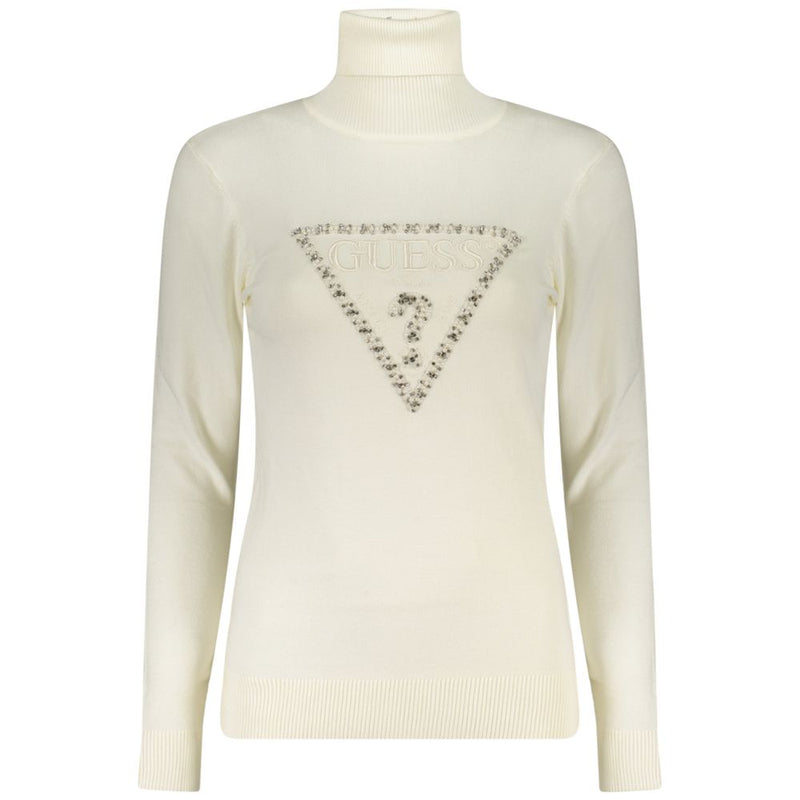 Guess Jeans Bianco Viscosa Turtleneck Sweater pour Femme