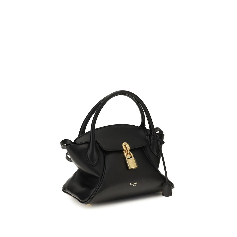 Sac à main Balmain en cuir de veau noir Bos Taurus