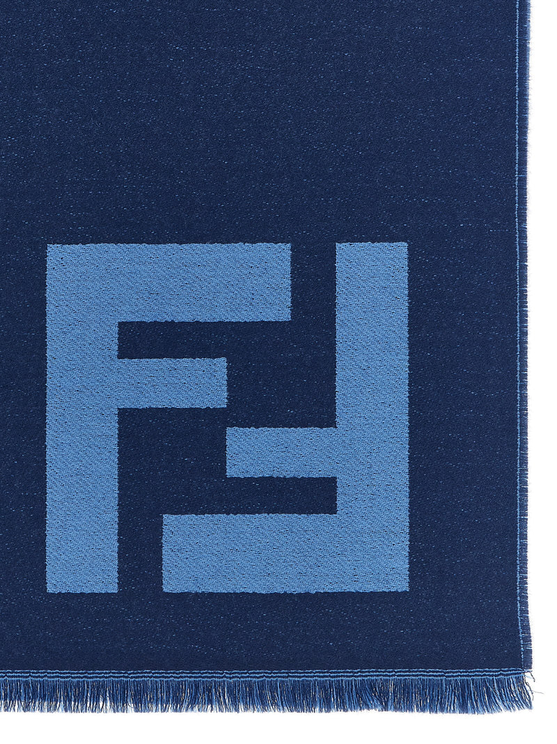 Écharpe Fendi en laine vierge bleue