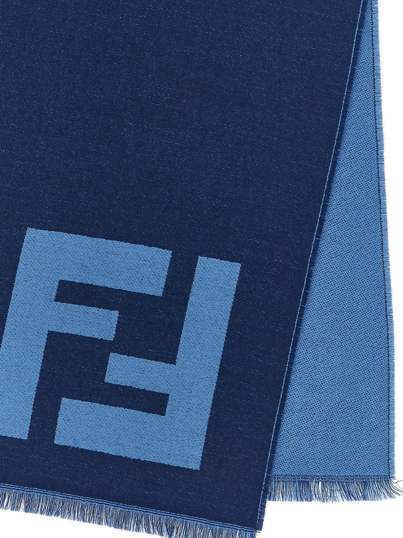 Écharpe Fendi en laine vierge bleue