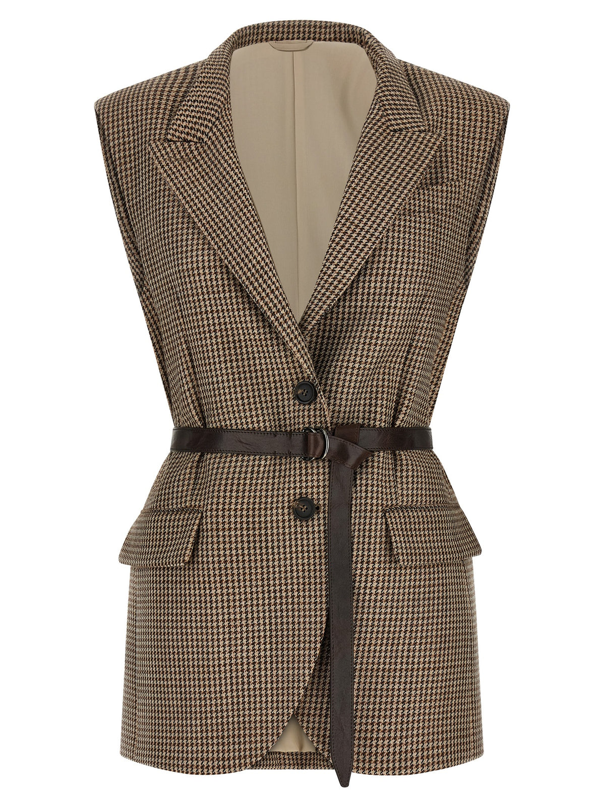 Brunello Cucinelli Gilet sans manches beige en laine vierge