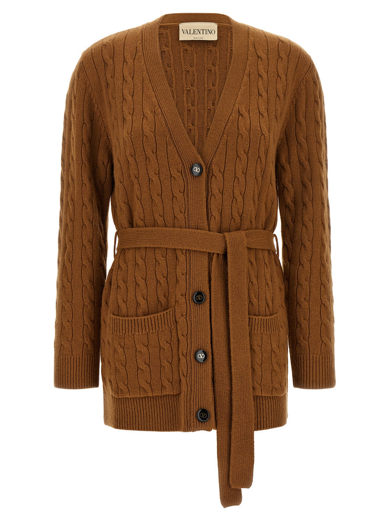 Cardigan Valentino Garavani en cachemire marron