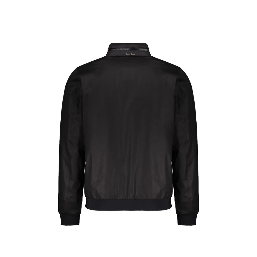 Herno Black Cotton Full-Length Jacket for Men