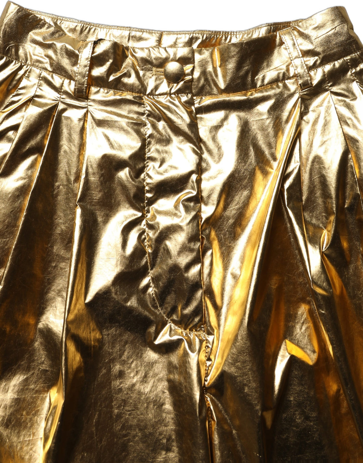 Dolce & Gabbana Metallic Gold High Waist Pleated Tapered Pants