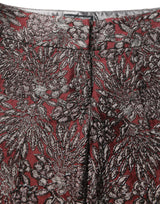 Dolce & Gabbana Burgundy Grey Floral Jacquard Straight Pants