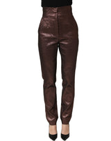 Dolce & Gabbana Metallic Brown High Waist Tapered Leg Pants