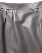 Dolce & Gabbana Gray Leather High Waist Pencil Cut Midi Skirt