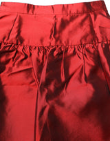 Dolce & Gabbana Red Silk Satin Bubble High Waist Mini Skirt