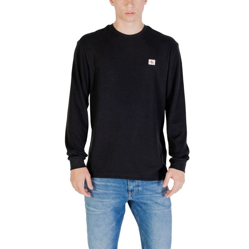 T-shirt noir en coton à manches longues Calvin Klein Jeans