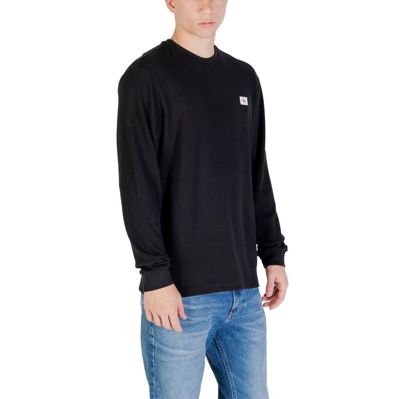 T-shirt noir en coton à manches longues Calvin Klein Jeans