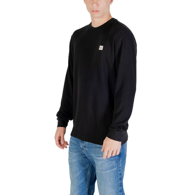 T-shirt noir en coton à manches longues Calvin Klein Jeans