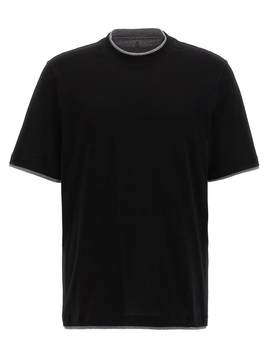 Brunello Cucinelli Black Cotton T-Shirt