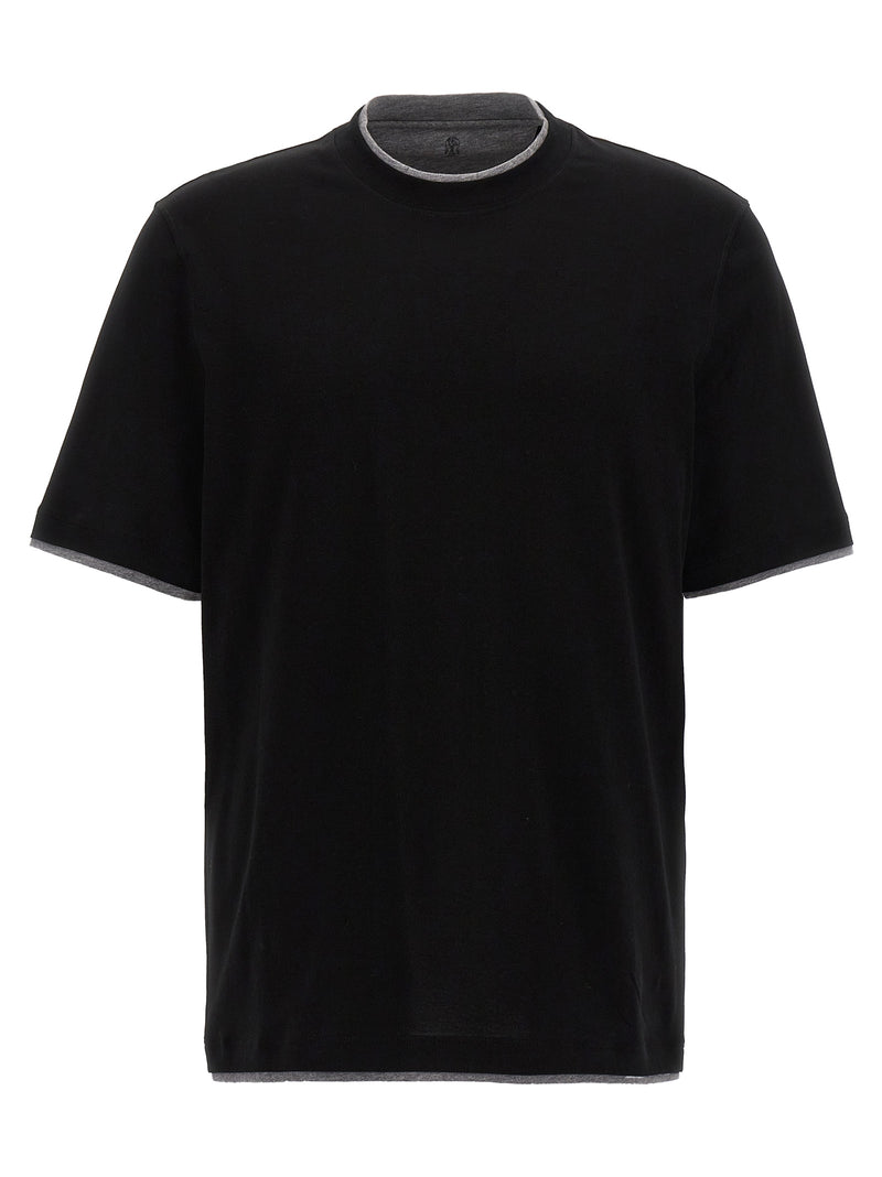 T-shirt en coton noir Brunello Cucinelli