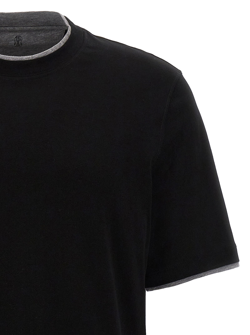 T-shirt en coton noir Brunello Cucinelli