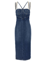 Nensi Dojaka Blue Cotton Midi Dress