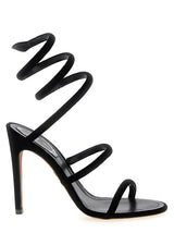 RENE CAOVILLA Cleo Black Velvet Stiletto Heel Sandals