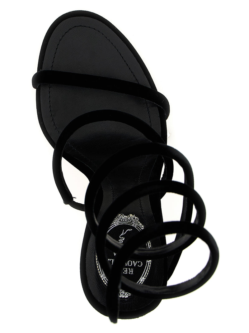RENE CAOVILLA Cleo Black Velvet Stiletto Heel Sandals