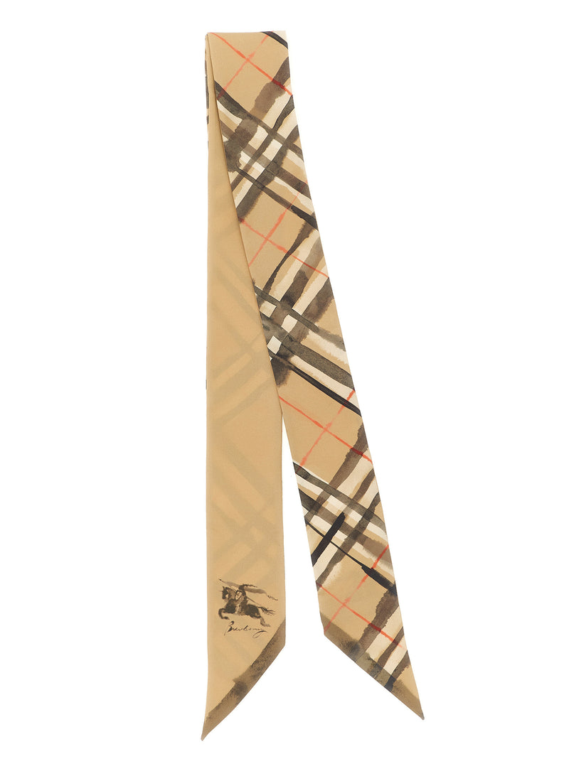 Burberry Beige Satin Foulard - Luxurious Silk Scarf