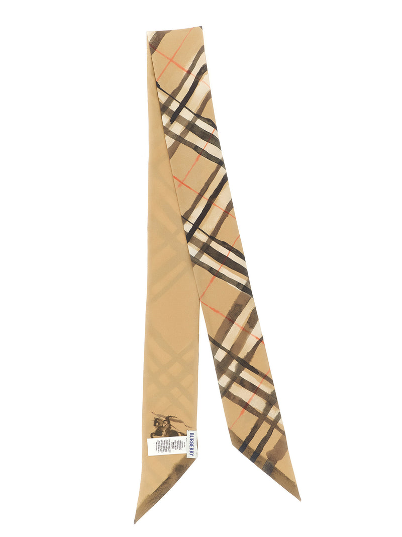 Burberry Beige Satin Foulard - Luxurious Silk Scarf