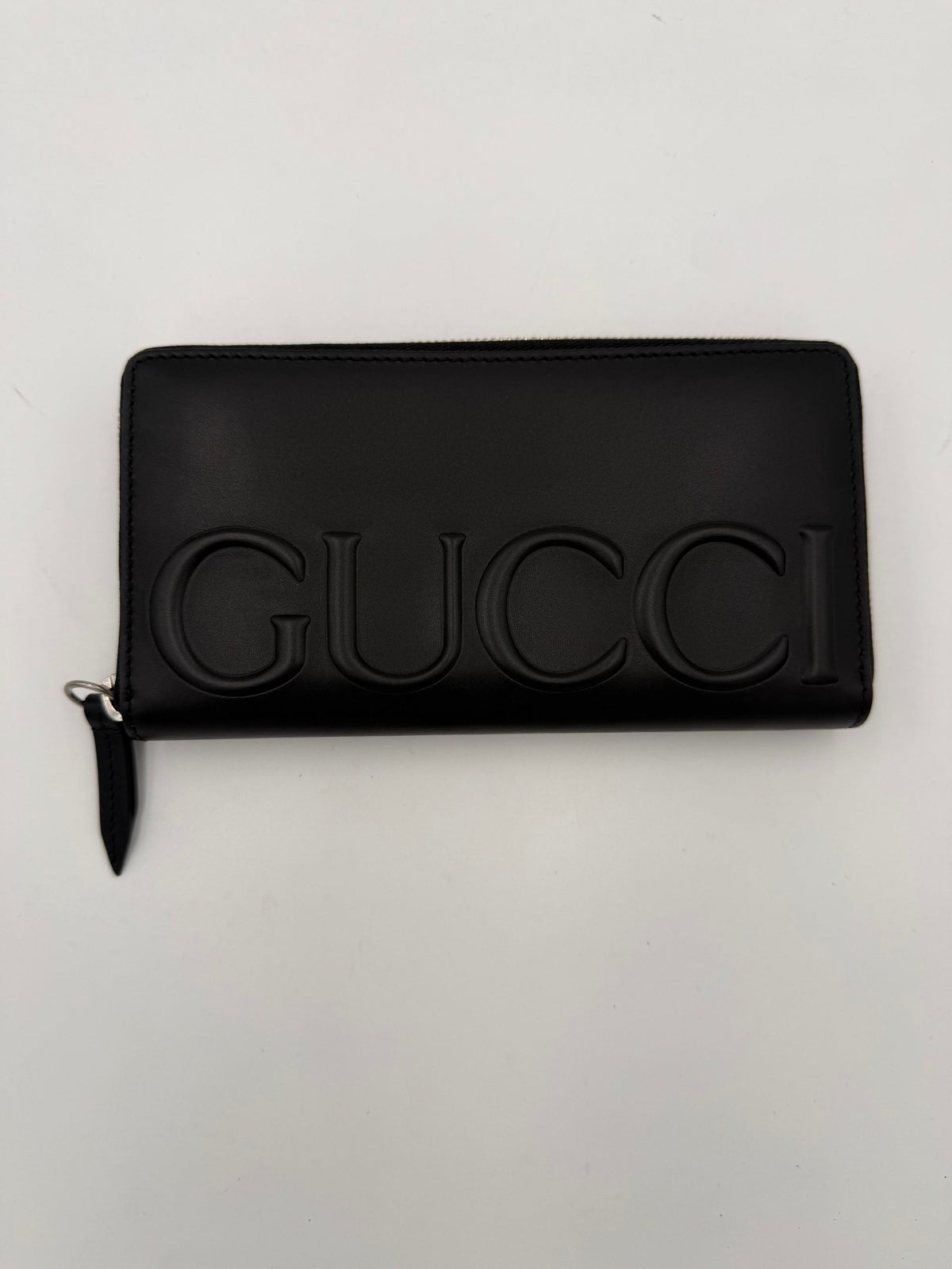 Portefeuille zippé Gucci GUCCI noir avec logo estampé sur le devant
