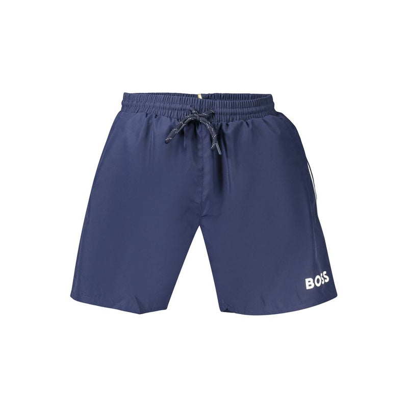 Hugo Boss Blue Polyester Men's Swim Boxer Shorts