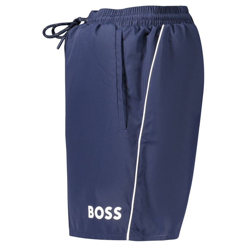 Hugo Boss Blue Polyester Men's Swim Boxer Shorts