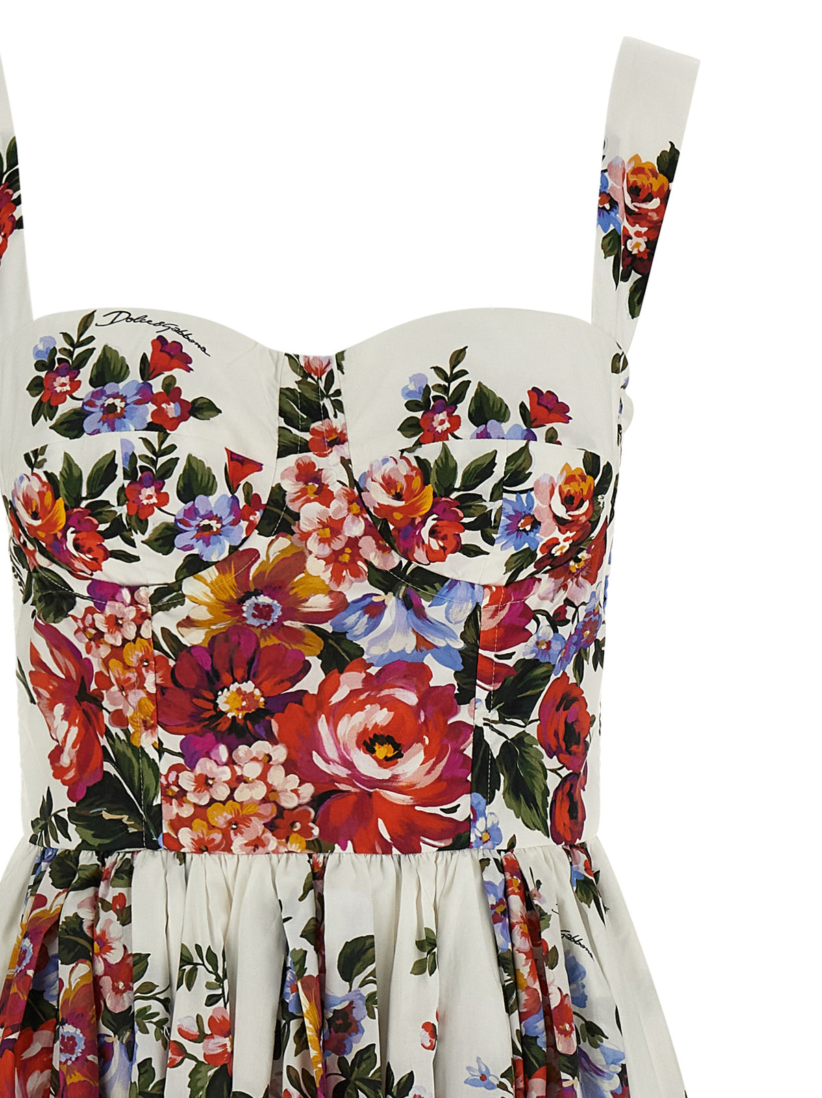 Dolce & Gabbana Mazzo di Fiori White Cotton Midi Dress