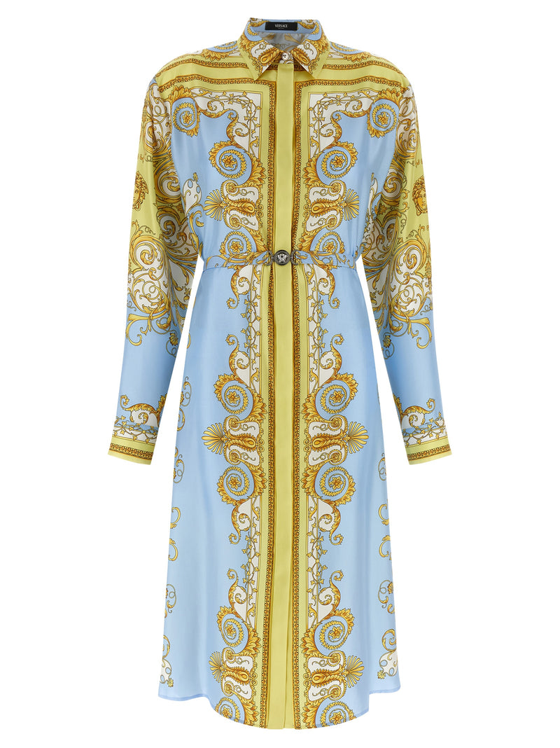 Versace Blue Silk Midi Dress