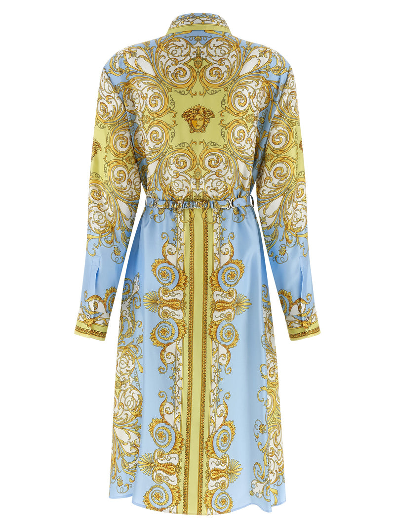 Versace Blue Silk Midi Dress